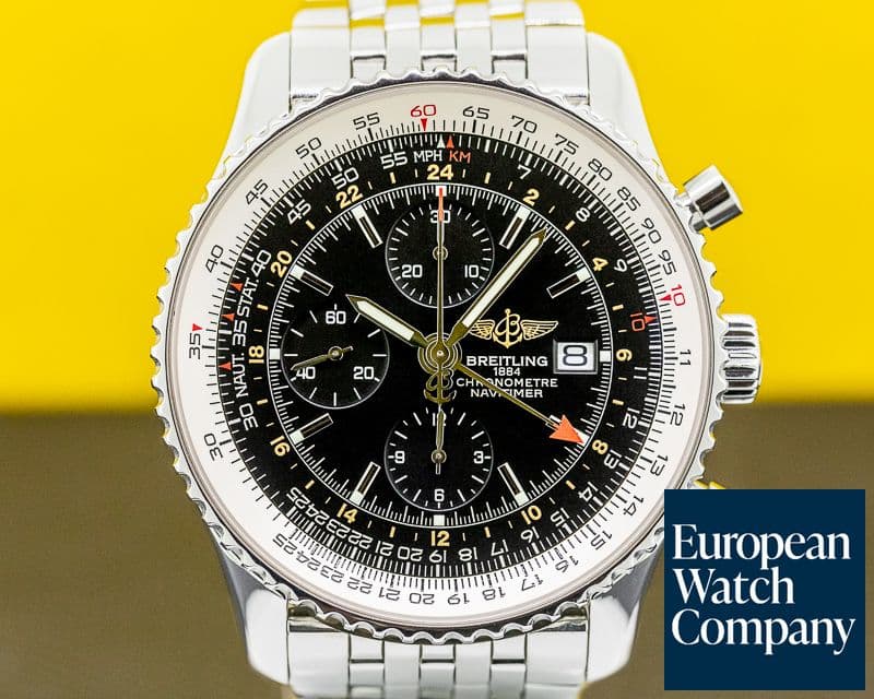 Image of Breitling Navitimer World Chronograph Black Dial SS / SS