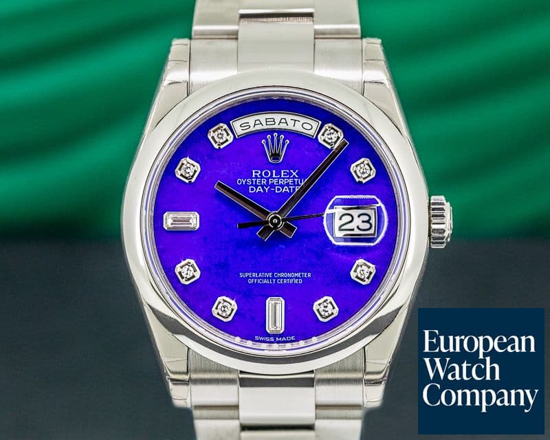 Image of Rolex Day Date 118209 Oyster President LAPIS Diamond Dial 18K White Gold