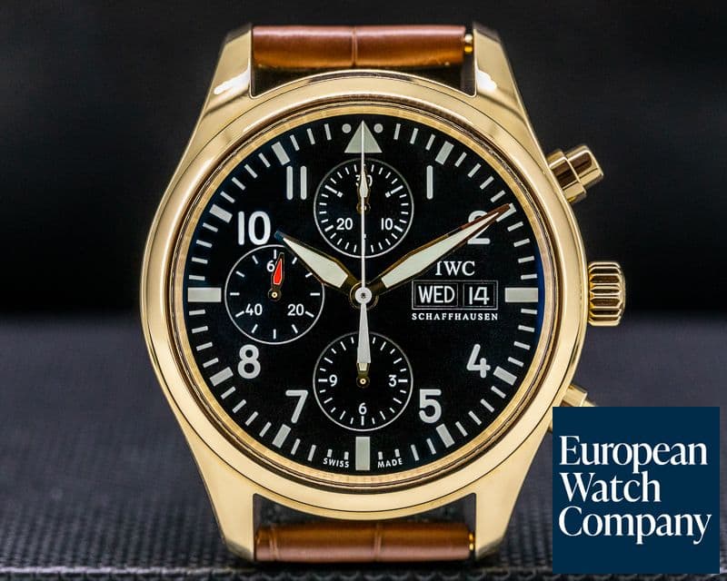 Image of IWC Pilot Chronograph Black Dial Rose Gold 