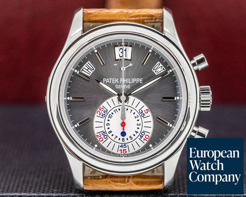 Image of Patek Philippe Annual Calendar 5960P Chronograph Platinum Grey Dial FULL SET 
