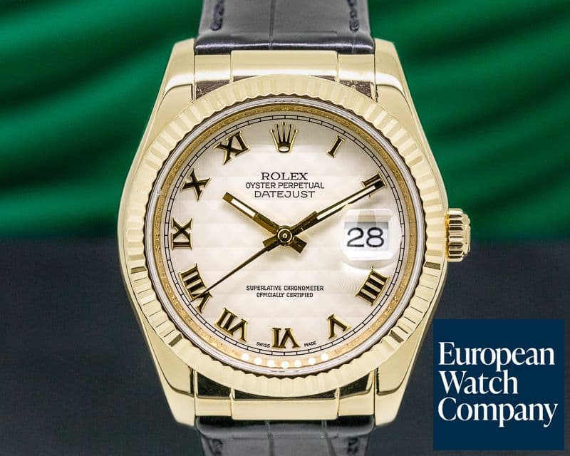Image of Rolex Datejust Yellow Gold / Alligator White Roman Dial