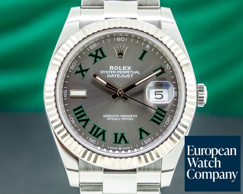 Image of Rolex Datejust 41 Rhodium Green Roman Numerals Dial Oyster 2020