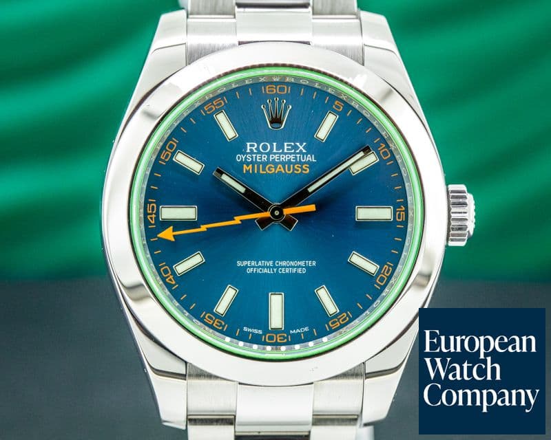 Image of Rolex Milgauss SS Blue Dial Green Crystal
