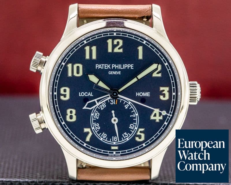 Image of Patek Philippe Calatrava Pilot Travel Time 18k White Gold 