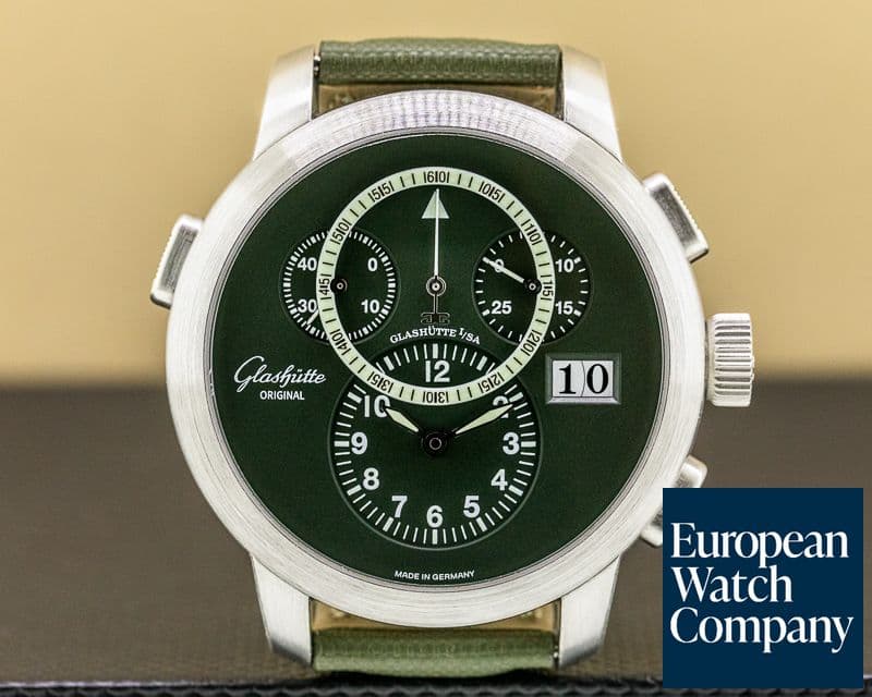 Image of Glashutte Original PanoNavigator Platinum Green Dial RARE