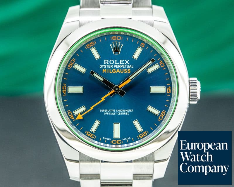 Image of Rolex Milgauss SS Blue Dial Green Crystal
