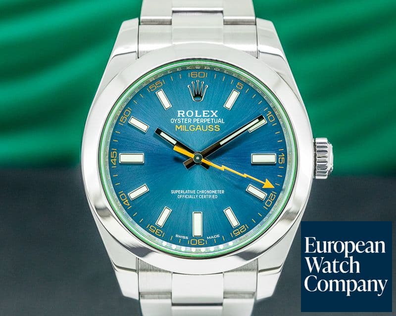 Image of Rolex Milgauss 116400 SS Blue Dial Green Crystal
