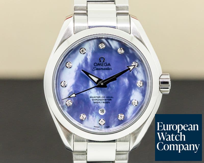 Image of Omega Seamaster Aqua Terra Master Co-axial Blue MOP Diamonds 34mm