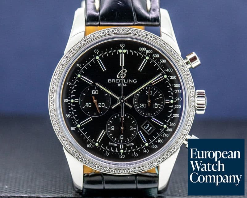 Image of Breitling Transocean Chronograph  Black Diamond Bezel 