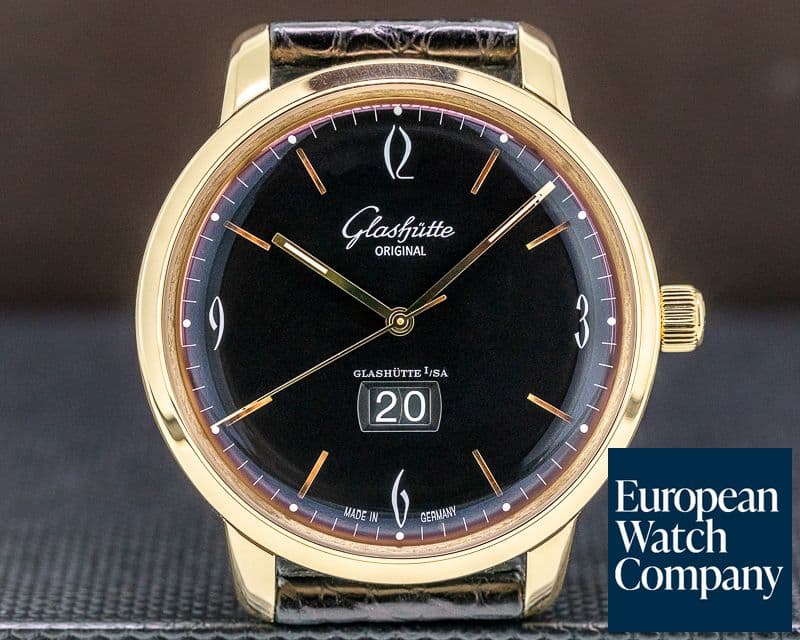 Image of Glashutte Original Senator Sixties Panorama Date SS Black Rose Gold