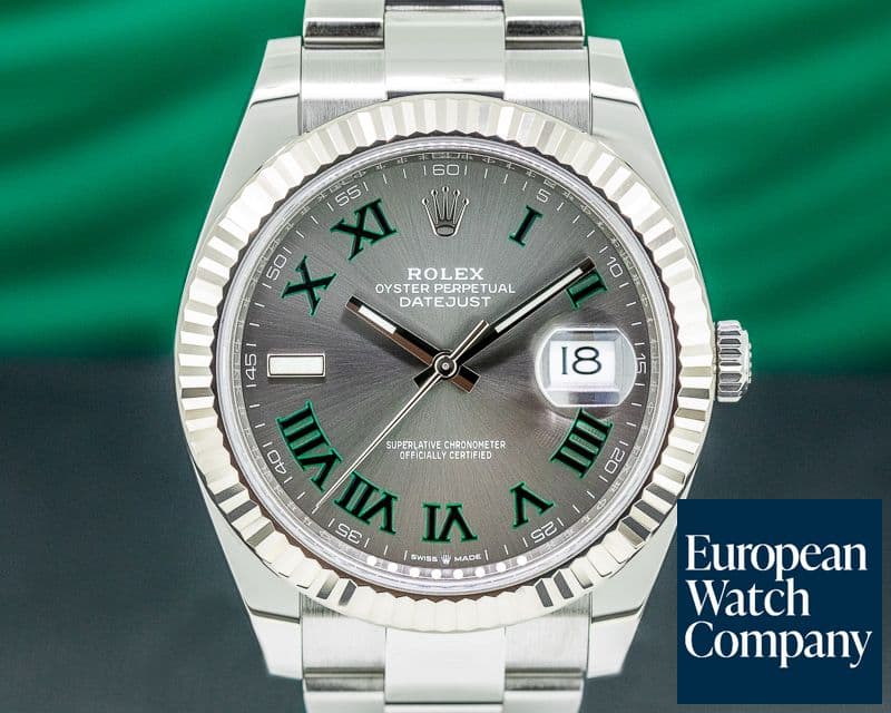 Image of Rolex Datejust 41 Rhodium Green Roman Numerals Dial Oyster 2020