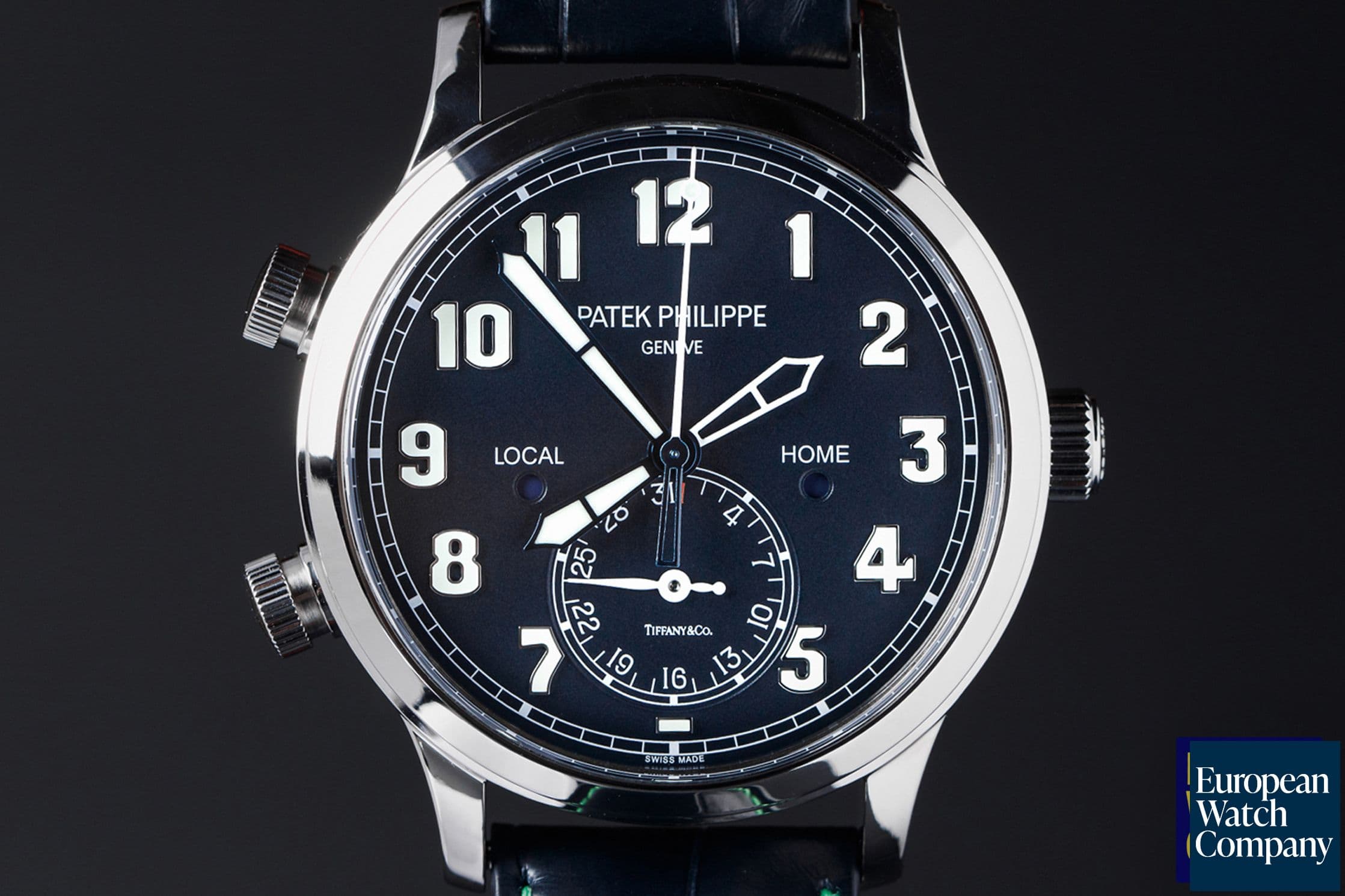 Image of Patek Philippe Calatrava 5524G "TIFFANY" Pilot Travel Time 18k White Gold TIFFANY