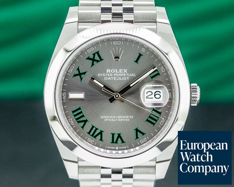Image of Rolex Datejust 41 126300 Wimbledon Slate Roman Dial SS UNWORN