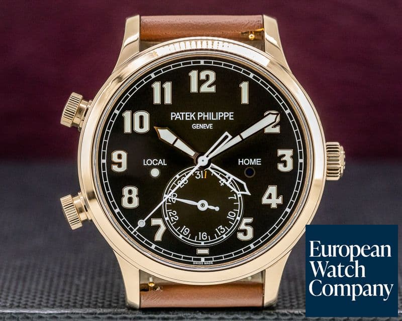 Image of Patek Philippe Calatrava 5524R Pilot Travel Time 18k Rose Gold 