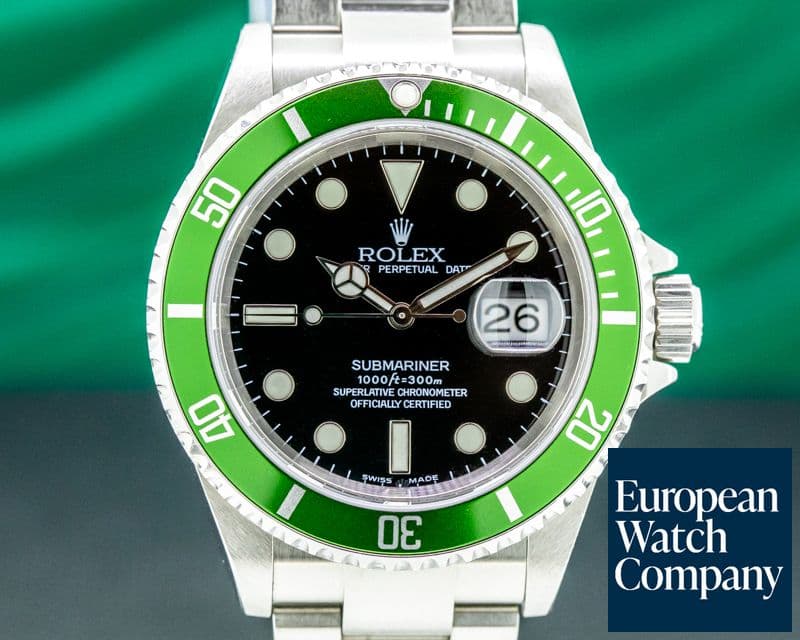 Image of Rolex Submariner 50th Anniversary "Flat 4" F Series Green Bezel FULL SET