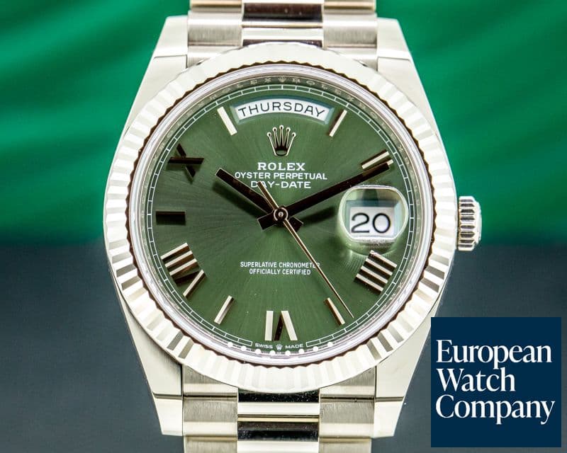 Image of Rolex Day Date 228239 Presidential 18k White Gold Green Dial 40MM UNWORN 2020