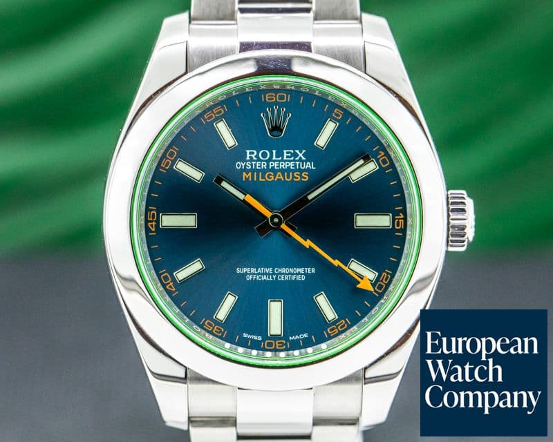 Image of Rolex Milgauss 116400 SS Blue Dial Green Crystal

