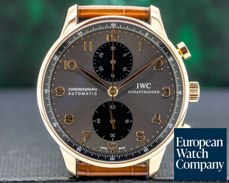 Image of IWC Portuguese Chronograph 18k Rose Gold Grey Dial / Gold Numerals 