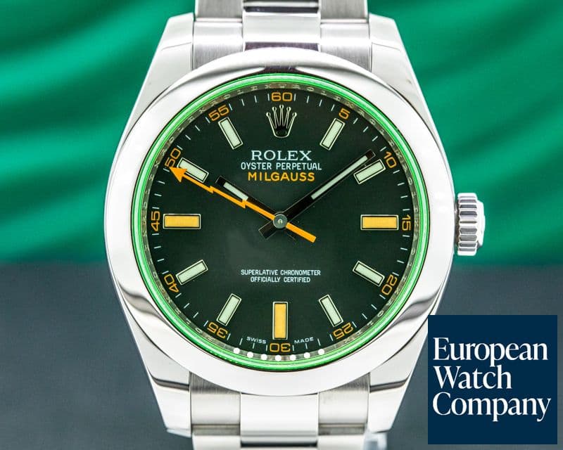 Image of Rolex Milgauss 116400V SS Black Dial Green Crystal
