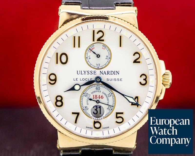 Image of Ulysse Nardin Maxi Marine 266-66 Chronometer Silver Arabic 18K RG / Alligator 