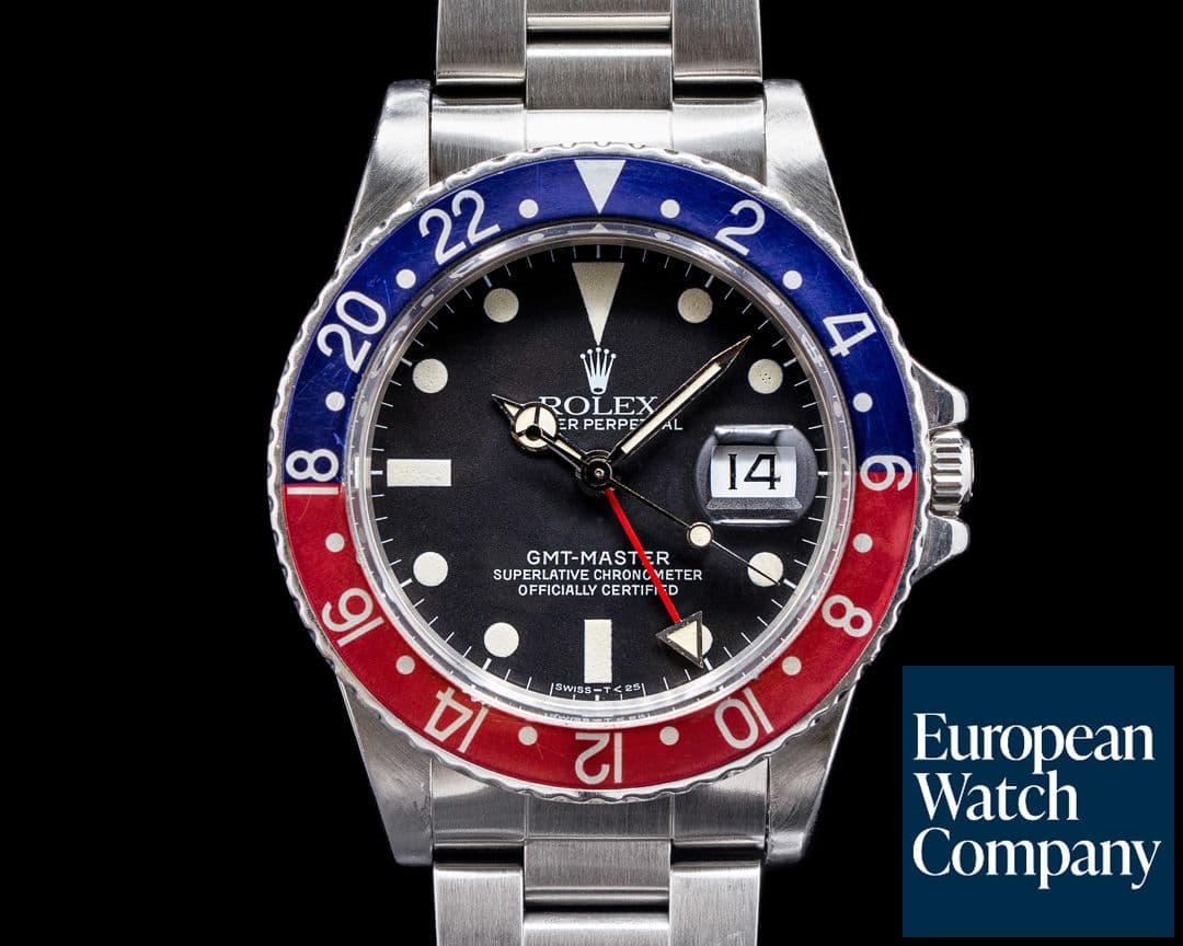 Image of Rolex GMT Master Transitional  "Pepsi Bezel" Matte Dial c. 1984