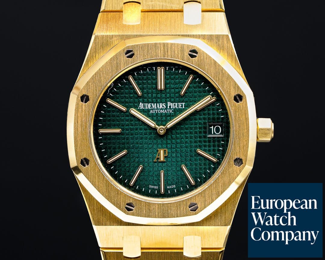 Image of Audemars Piguet ROYAL OAK 15205 GREEN DIAL LIMITED FOR "THE HOUR GLASS" RARE 