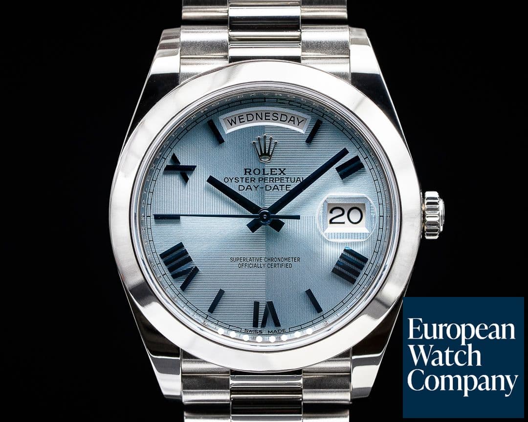 Image of Rolex Day Date 228206 Platinum Blue Dial Roman Numeral 40MM