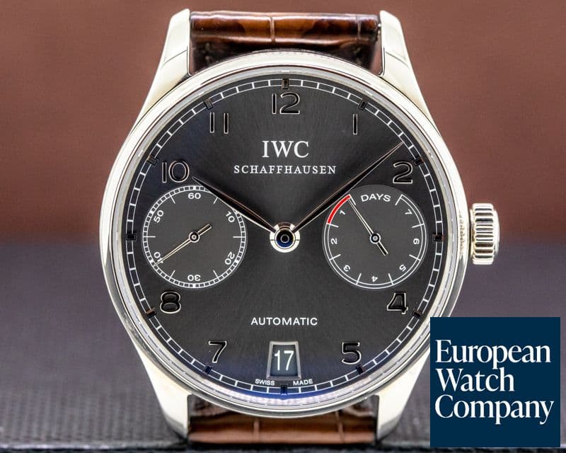 Image of IWC Portuguese 7 Day Automatic 18K White Gold / Grey Dial 