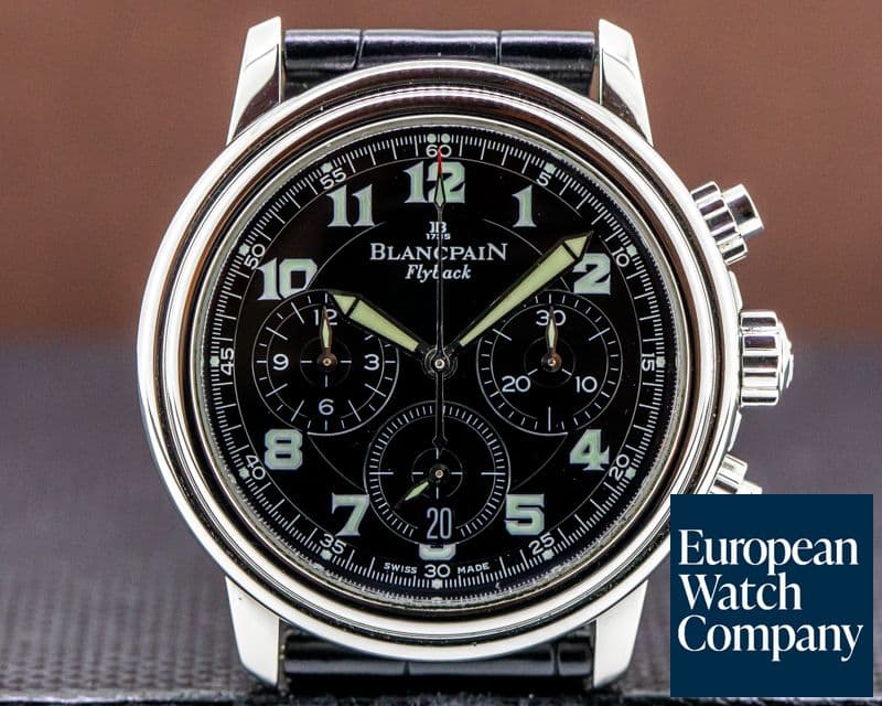 Image of Blancpain Leman Flyback Chronograph Black Dial SS 