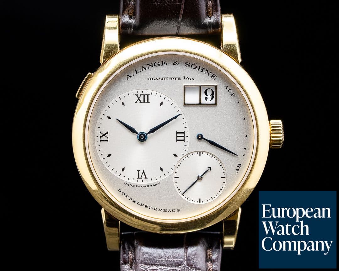 Image of A. Lange and Sohne Lange 1 101.022 18K Yellow Gold Blue Hands Silver Dial 