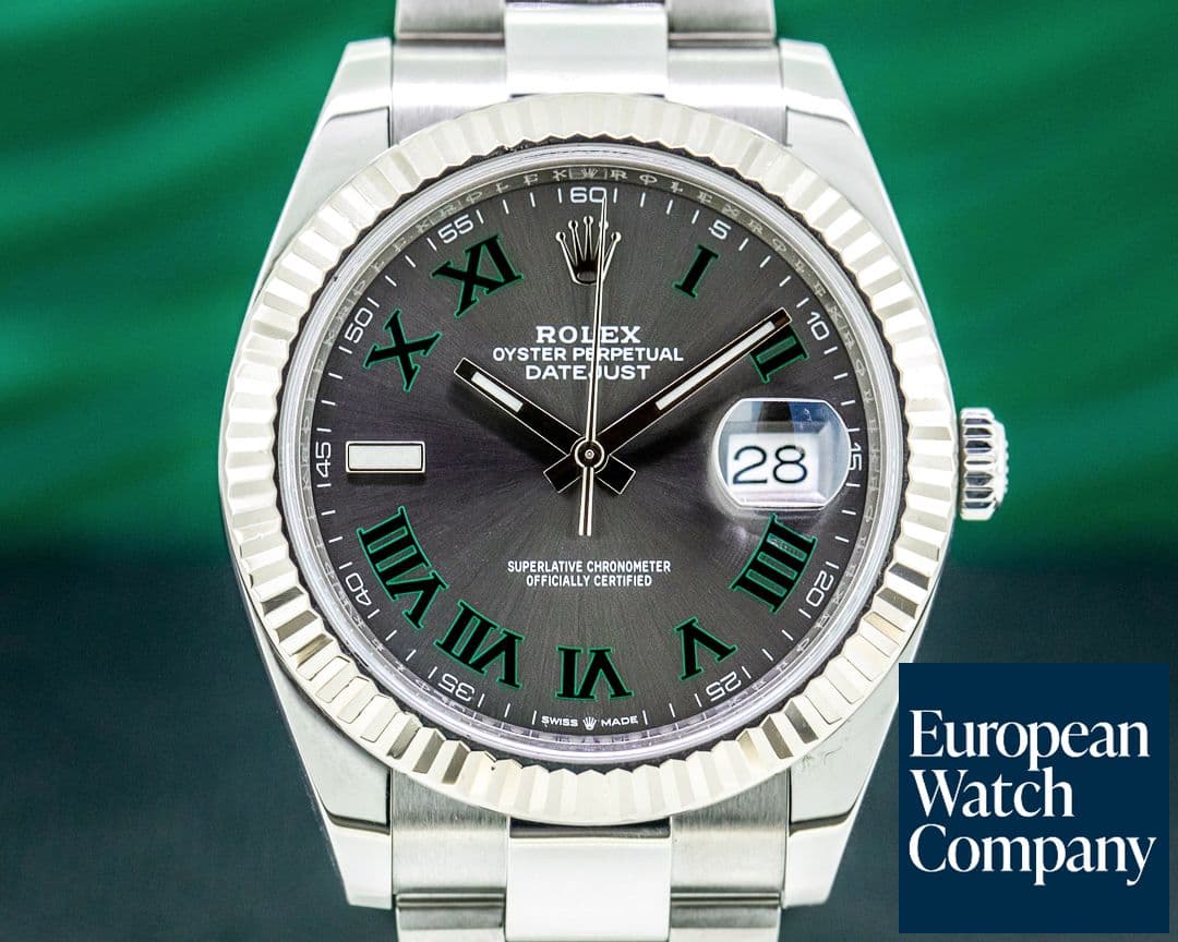 Image of Rolex Datejust 41 126334 Rhodium Green Roman Numerals Dial Oyster 