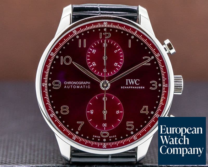 Image of IWC Portuigieser Chronograph SS Red Dial STUNNING