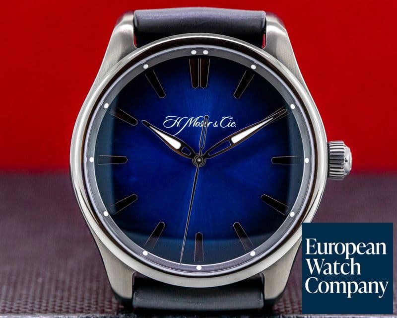Image of H. Moser & Cie Pioneer Centre Seconds DLC Steel Blue Fume Dial