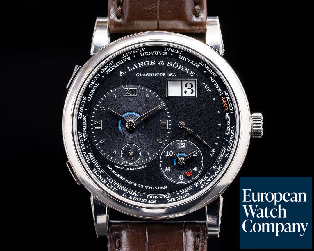 Image of A. Lange and Sohne Lange 1 Time Zone 136.029 18K White Gold / Black Dial NEW MODEL
