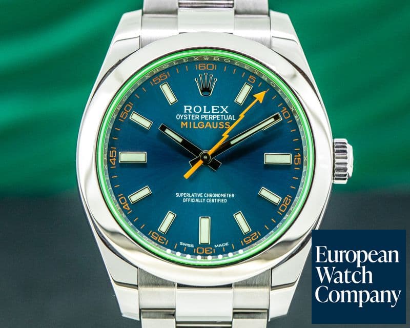Image of Rolex Milgauss 116400 SS Blue Dial Green Crystal
