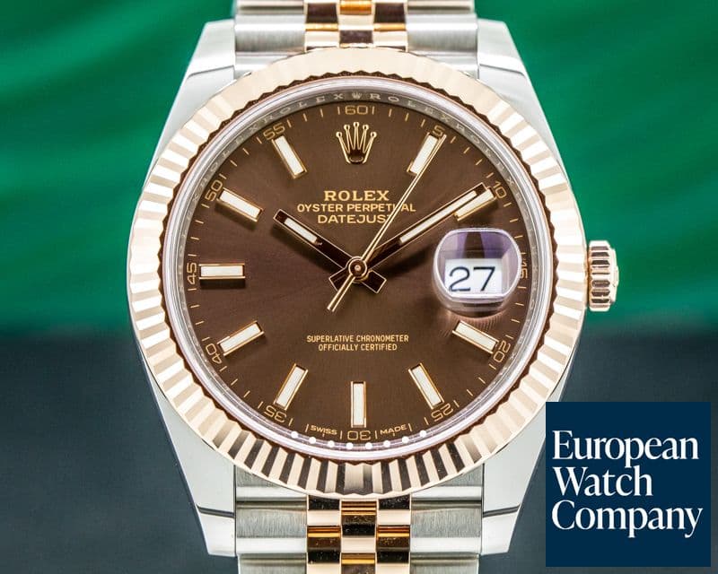 Image of Rolex Datejust 41 126331 Tobacco Brown Stick Dial 18K Rose / SS