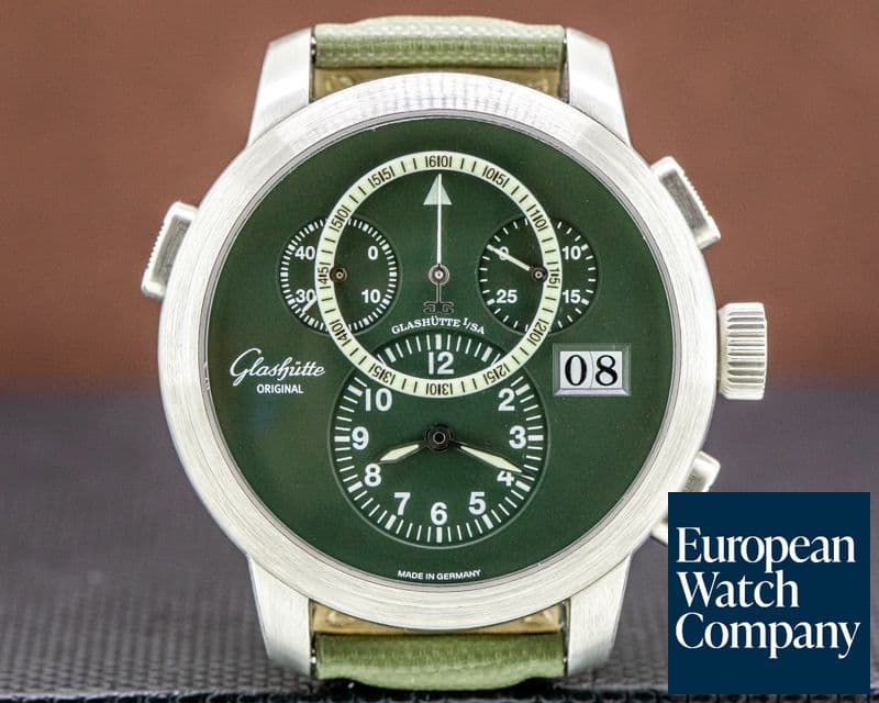 Image of Glashutte Original PanoNavigator Platinum Green Dial RARE