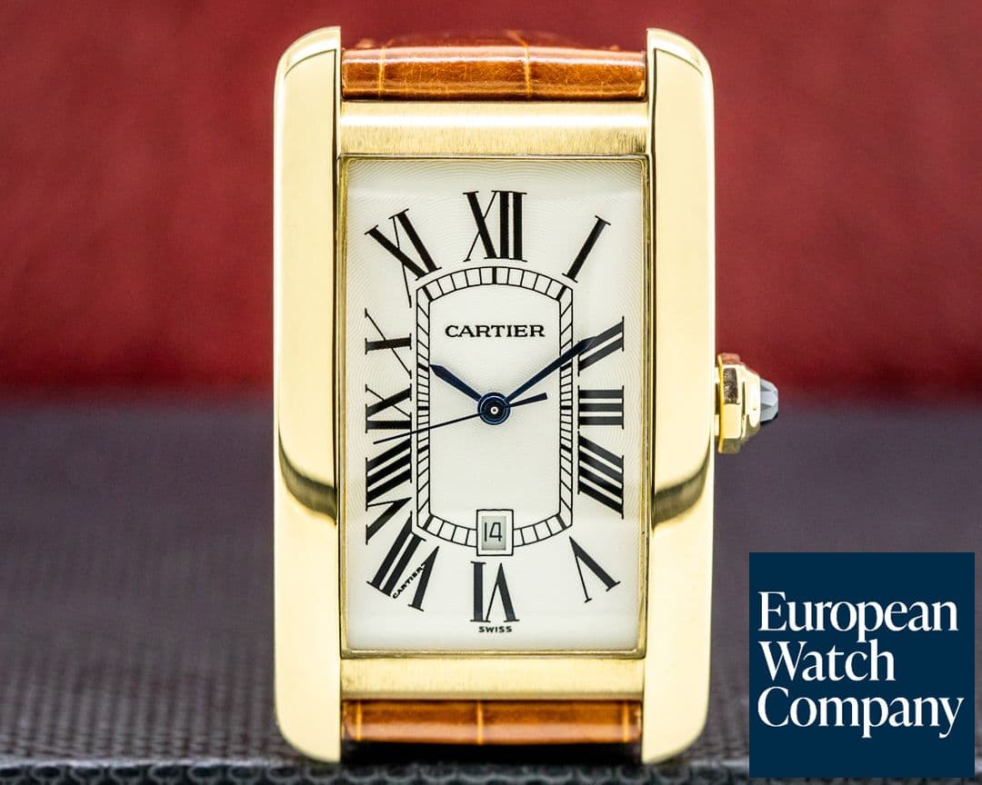 Image of Cartier Tank Americaine Large Mens 18K Yellow Gold