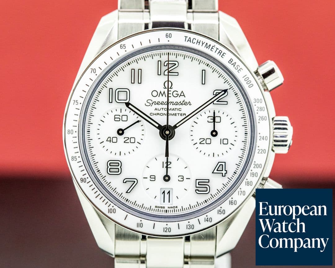Image of Omega Speedmaster Chronograph 38mm white ceramic Bezel SS / Bracelet