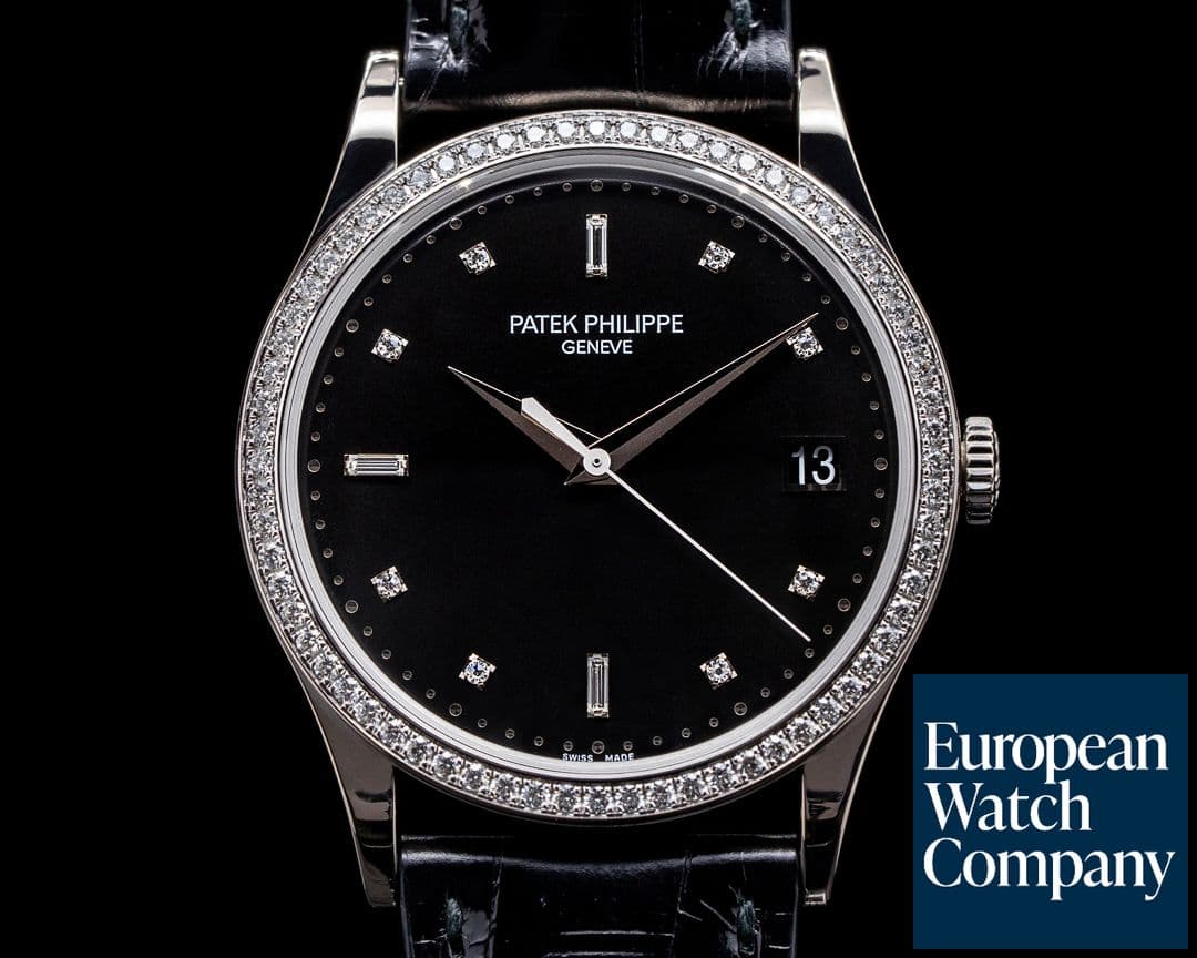 Image of Patek Philippe Calatrava 5297G 18K White Gold Black Dial / Diamond Bezel 