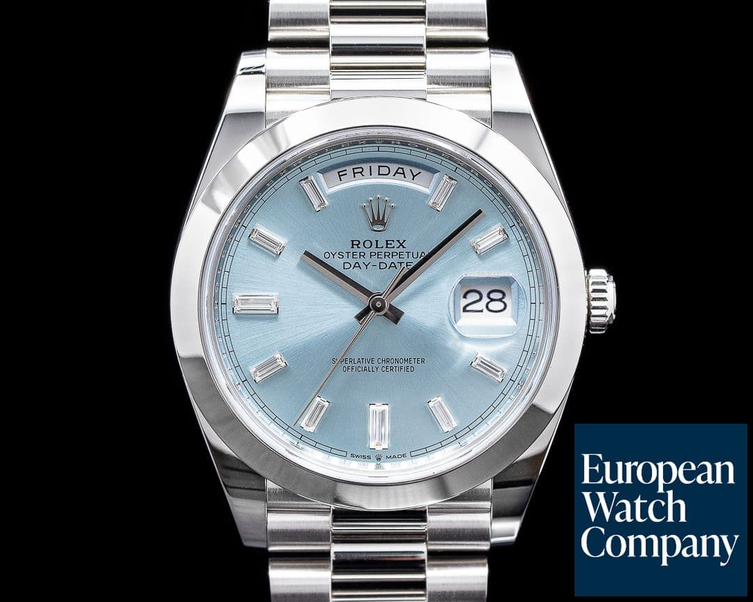 Image of Rolex Day Date 228206 Platinum Glacier Blue Dial DIAMONDS 40MM