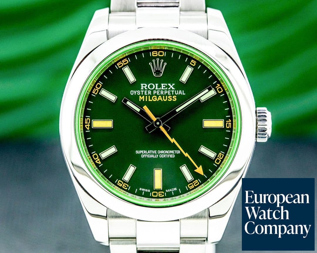 Image of Rolex Milgauss 116400V SS Black Dial Green Crystal
