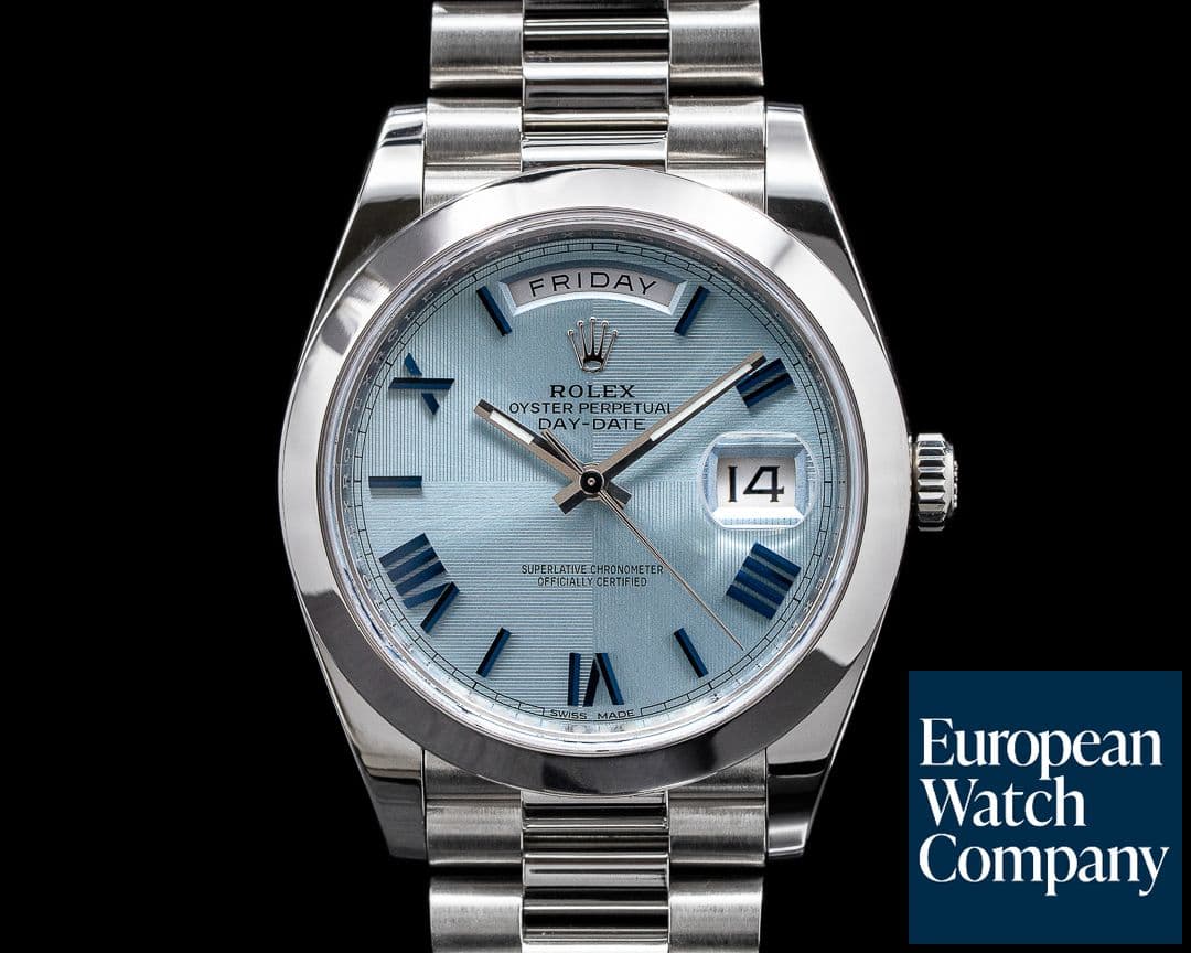 Image of Rolex Day Date 228206 Platinum Blue Dial Roman Numeral 40MM