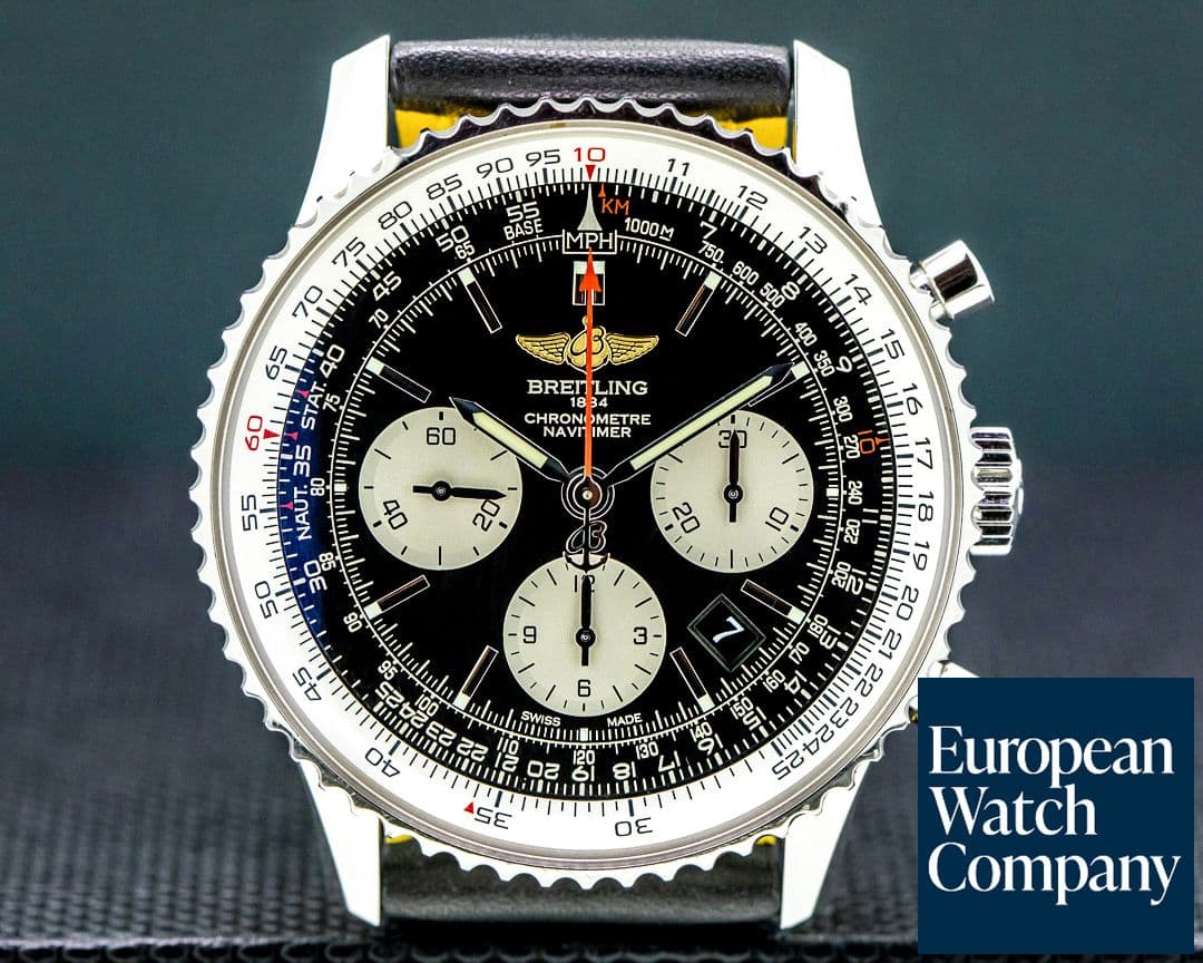 Image of Breitling Navitimer 01 Chronograph Black Dial Leather Strap/Tang Buckle
