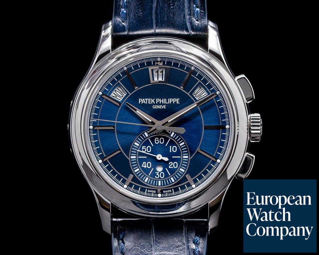 Image of Patek Philippe Chronograph Annual 5905P Calendar Platinum / Blue Dial 