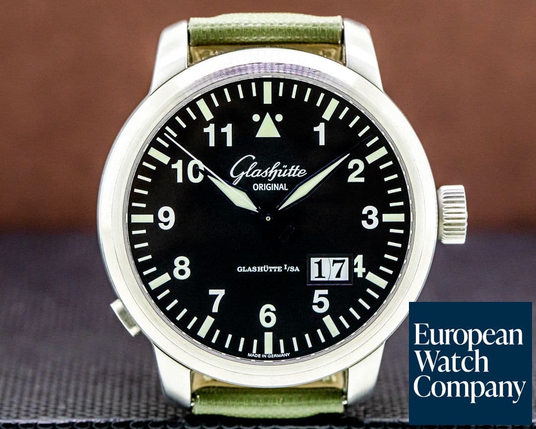 Image of Glashutte Original Senator Navigator Panorama Date SS Black Dial 