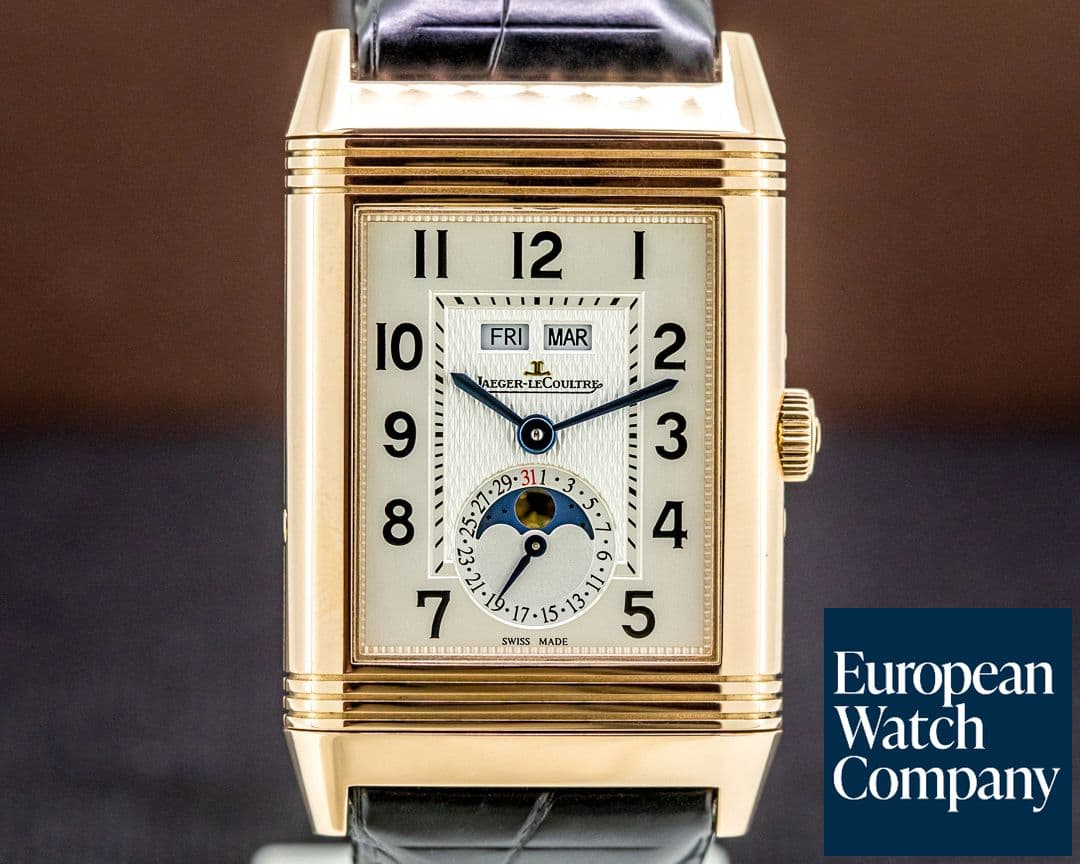 Image of Jaeger LeCoultre Reverso Grande Calendar 18K Rose Gold Silver Dial 