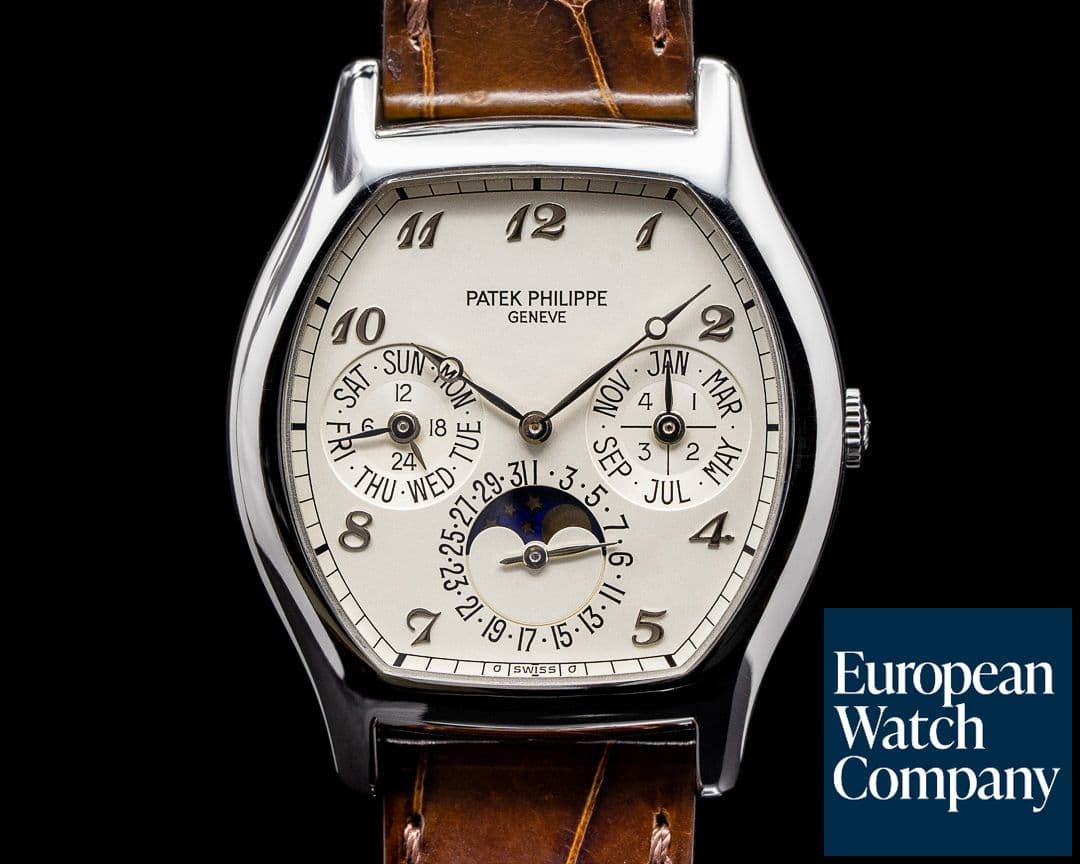 Image of Patek Philippe Perpetual Calendar 5040P Tonneau Platinum Silver Arabic Numerals FULL SE