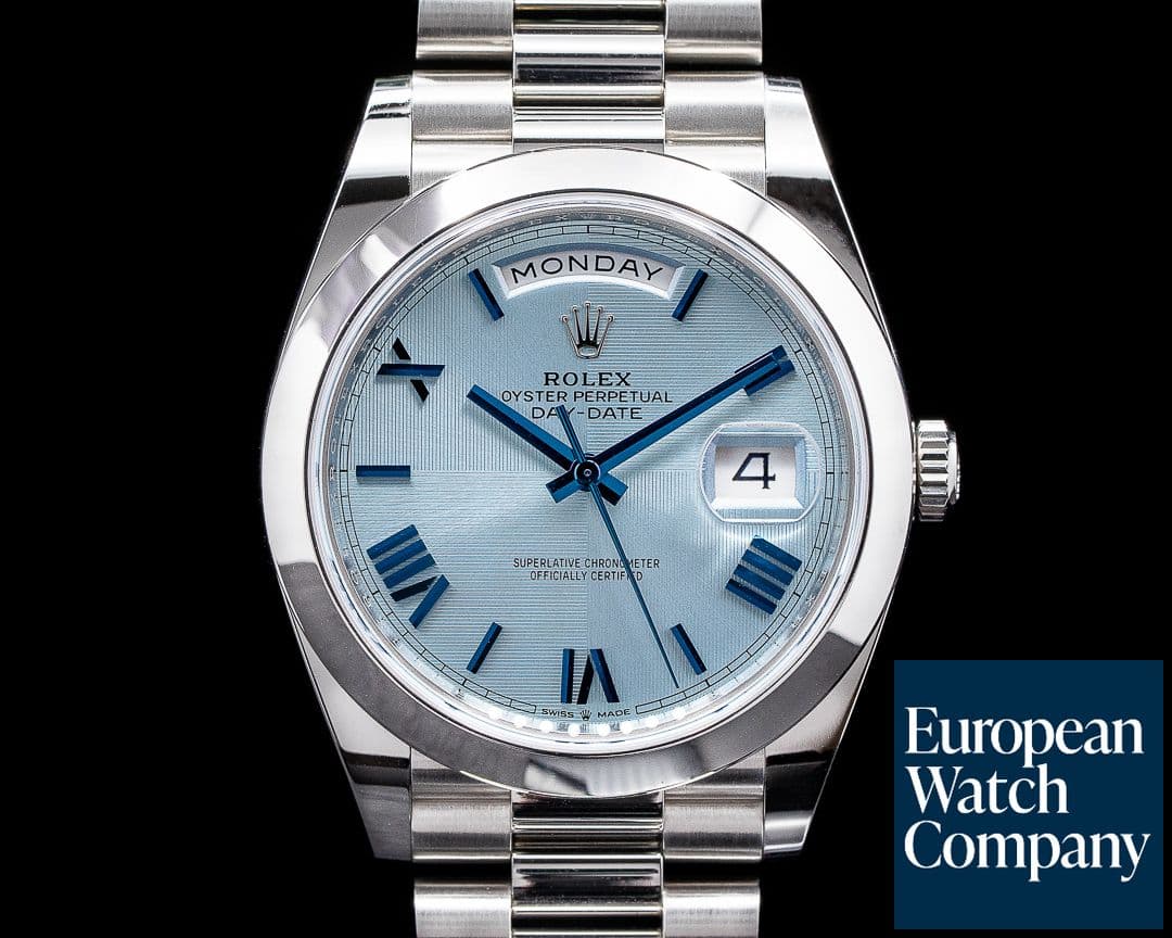 Image of Rolex Day Date 228206 Platinum Blue Dial Roman Numeral 40MM 2020