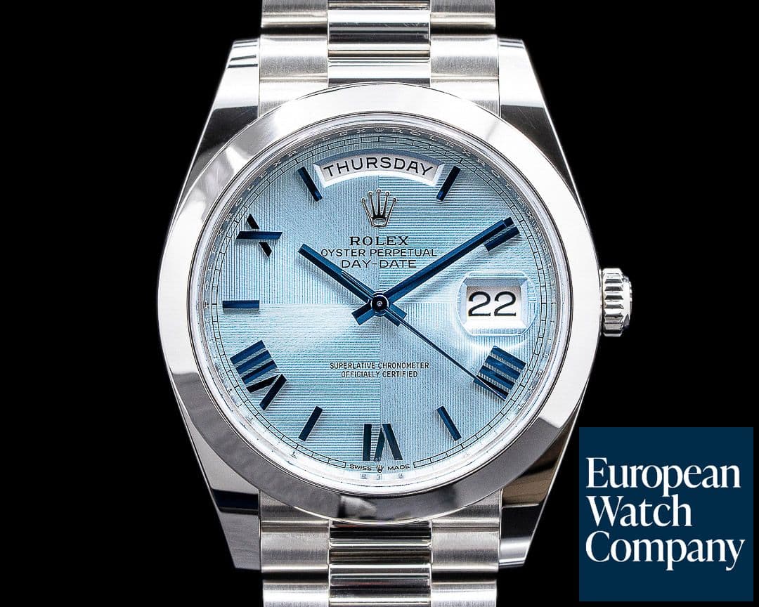 Image of Rolex Day Date Platinum Blue Dial Roman Numeral 40MM 2020